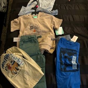 Kids Matching Set - Beige and Blue Adventure Outfit